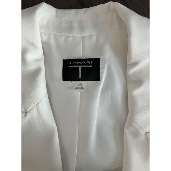 T Tahari White Coastal Open Roll Up Sleeve Blazer Size Large - Picture 9 of 9